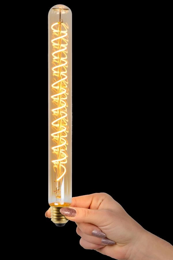 Lucide T32 - Glühfadenlampe - Ø 3,2 cm - LED Dim. - E27 - 1x4,9W 2200K - Amber - SFEER 2